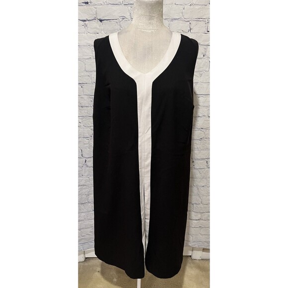 Catherines Womens Dress Black & White Round Neck Lined Sleeveless Plus Size 18W - Picture 1 of 7